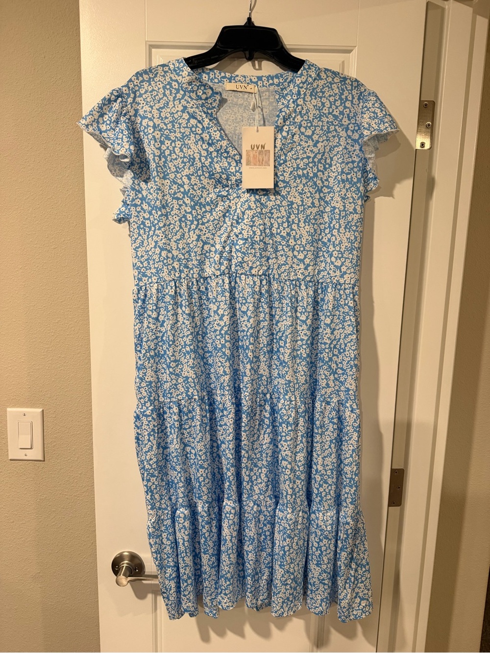 Blue Floral Tiered Dress